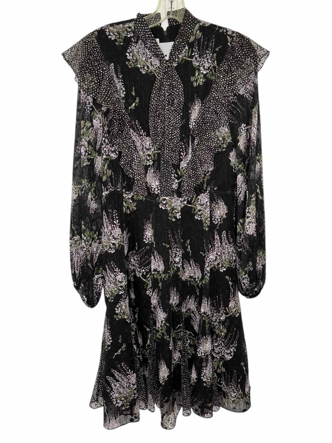 Size 8 Black Floral Pre-Owned Dress- Ladies