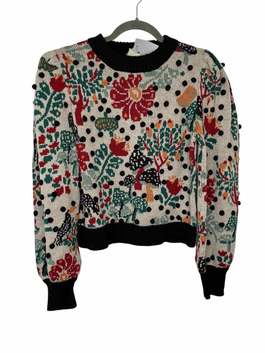 Farm Rio Size Medium Grey Print Pre-Owned Sweater- Ladies
