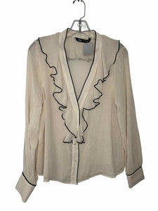 Zara Size Small Ivory Pre-Owned Blouse- Ladies