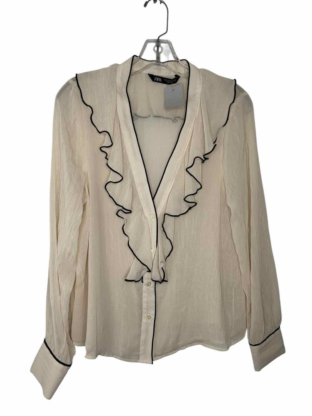 Zara Size Small Ivory Pre-Owned Blouse- Ladies