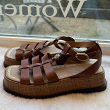 Load image into Gallery viewer, Sam Edelman Size 9.5 Brown Sandal Pre-Owned Shoes- Ladies
