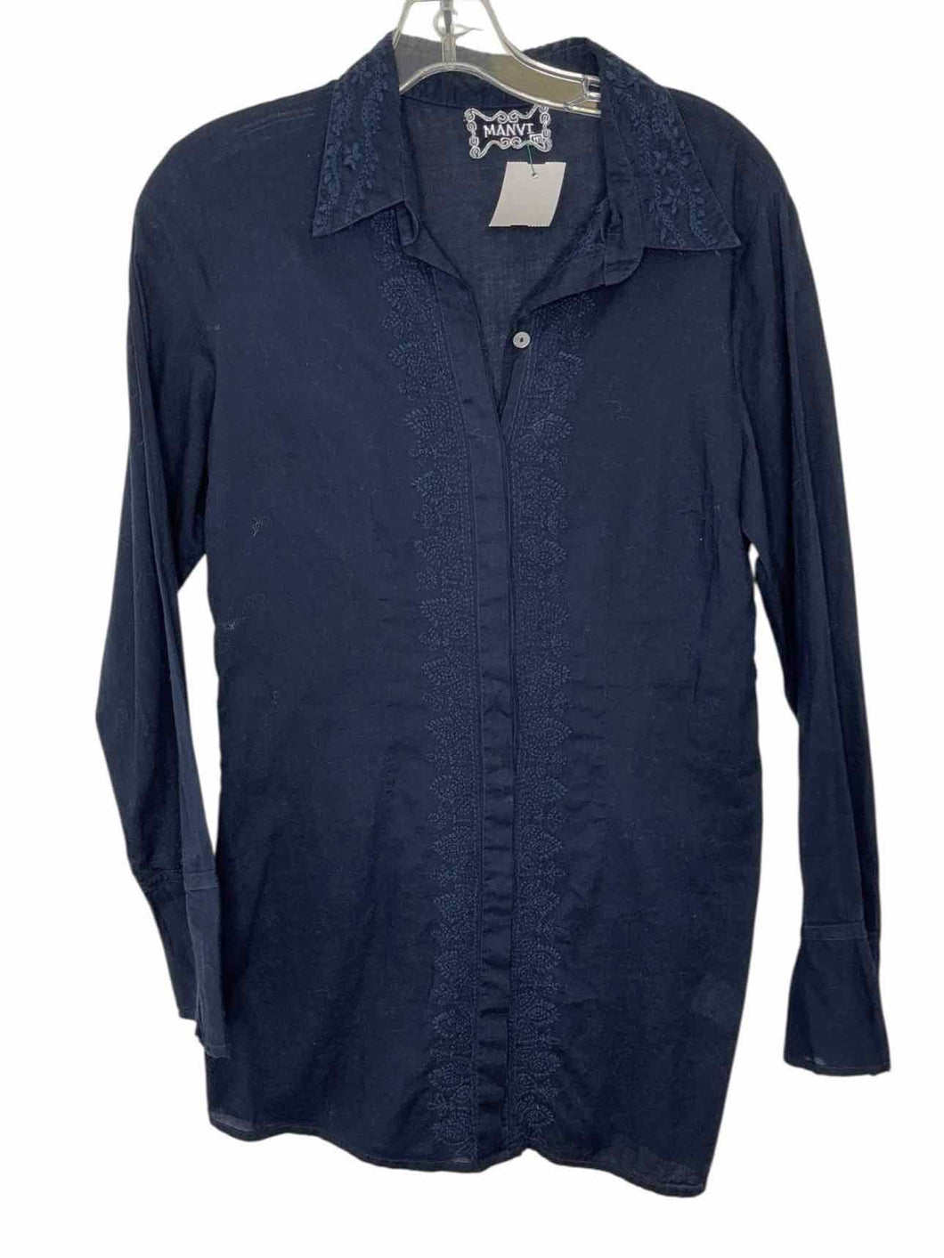 Manvi Size Medium Navy Pre-Owned Shirt- Ladies