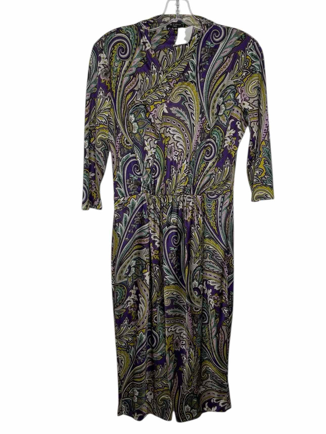 Etro Size Medium Purple Print Pre-Owned Dress- Ladies