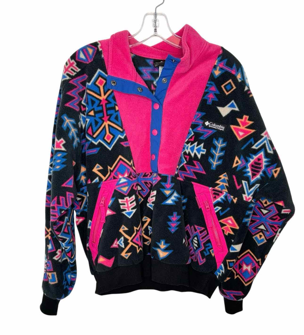 Columbia Size Large Navy Print Pre-Owned Fleece- Ladies