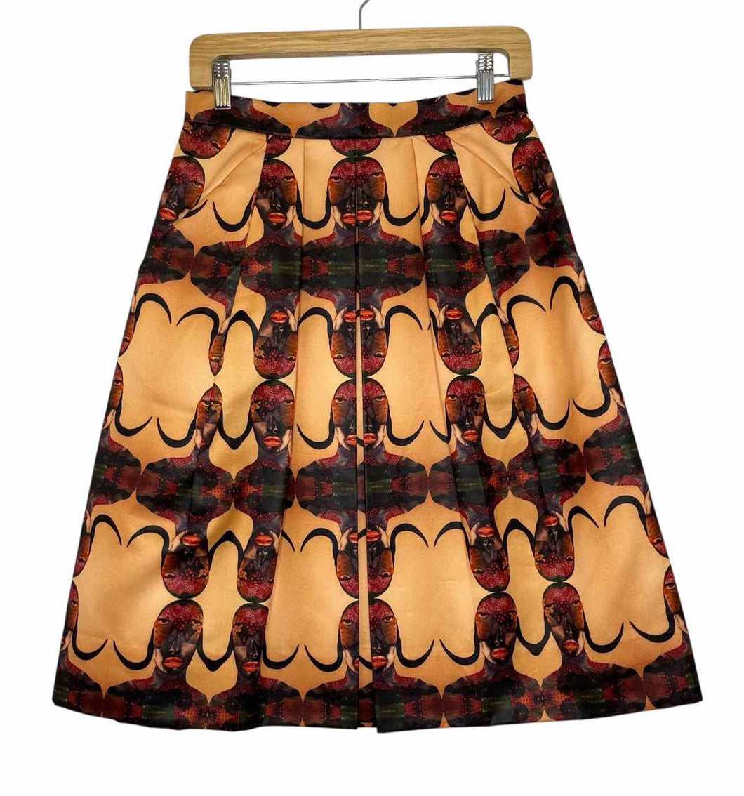 Prada Size 6 Orange Print Pre-Owned Skirt- Ladies