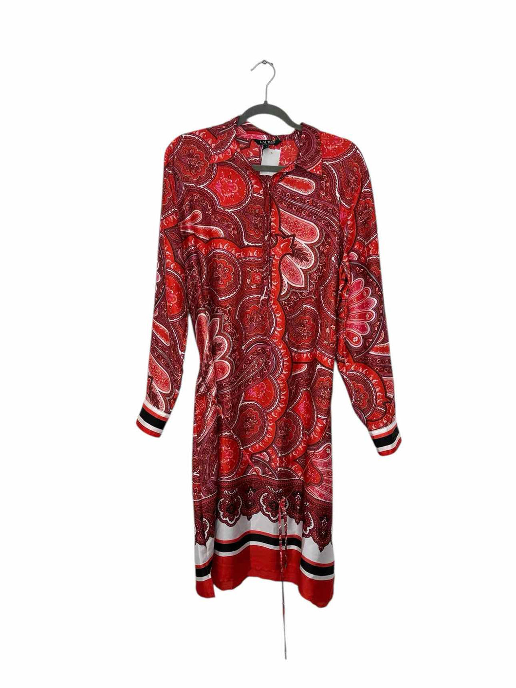 Lauren Ralph Lauren Size 16 Red Print Pre-Owned Dress- Ladies