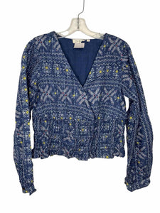 Forever That Girl Size Small Blue Print Pre-Owned Blouse- Ladies