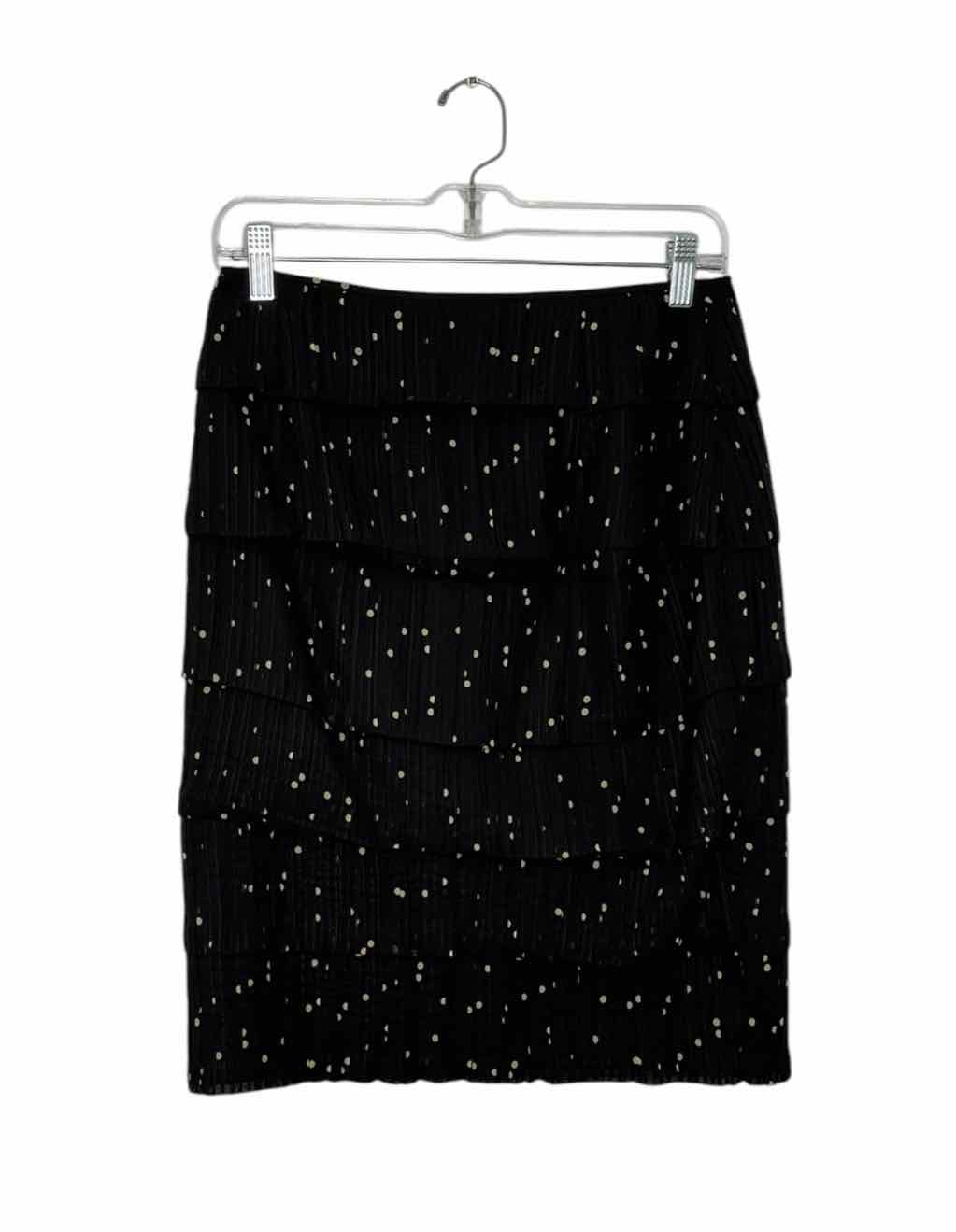 Kay Unger Size 4 Black Print Pre-Owned Skirt- Ladies