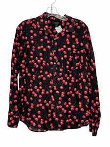 J Crew Size 8 Black Print Pre-Owned Shirt- Ladies