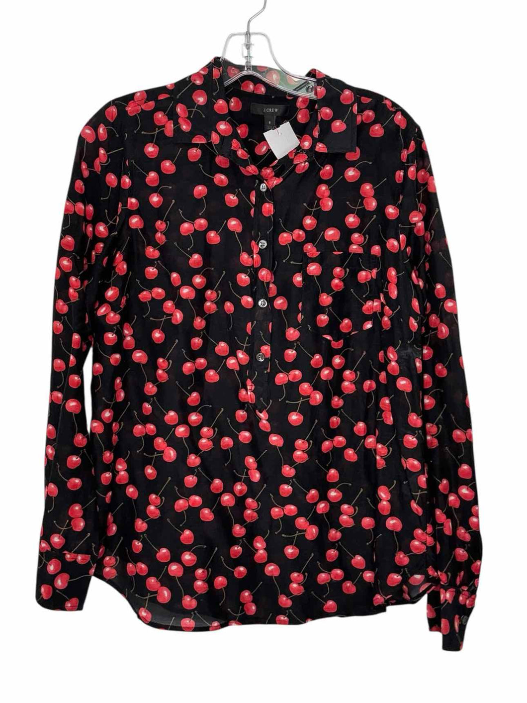 J Crew Size 8 Black Print Pre-Owned Shirt- Ladies