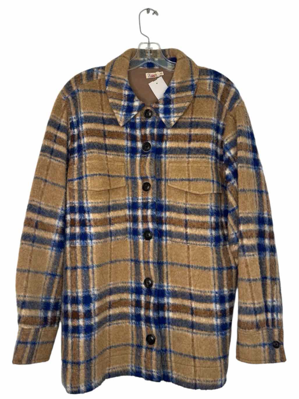 Faherty Size Medium Blue Plaid Pre-Owned Jacket- Ladies