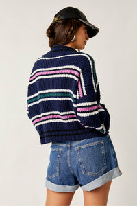 Free People Size X- Small Navy Stripe Sweater- Ladies