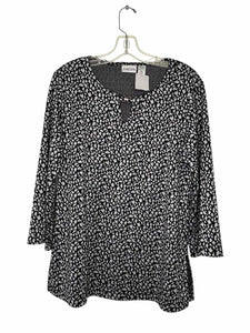 Chicos Size Large Black Print Pre-Owned Top- Ladies