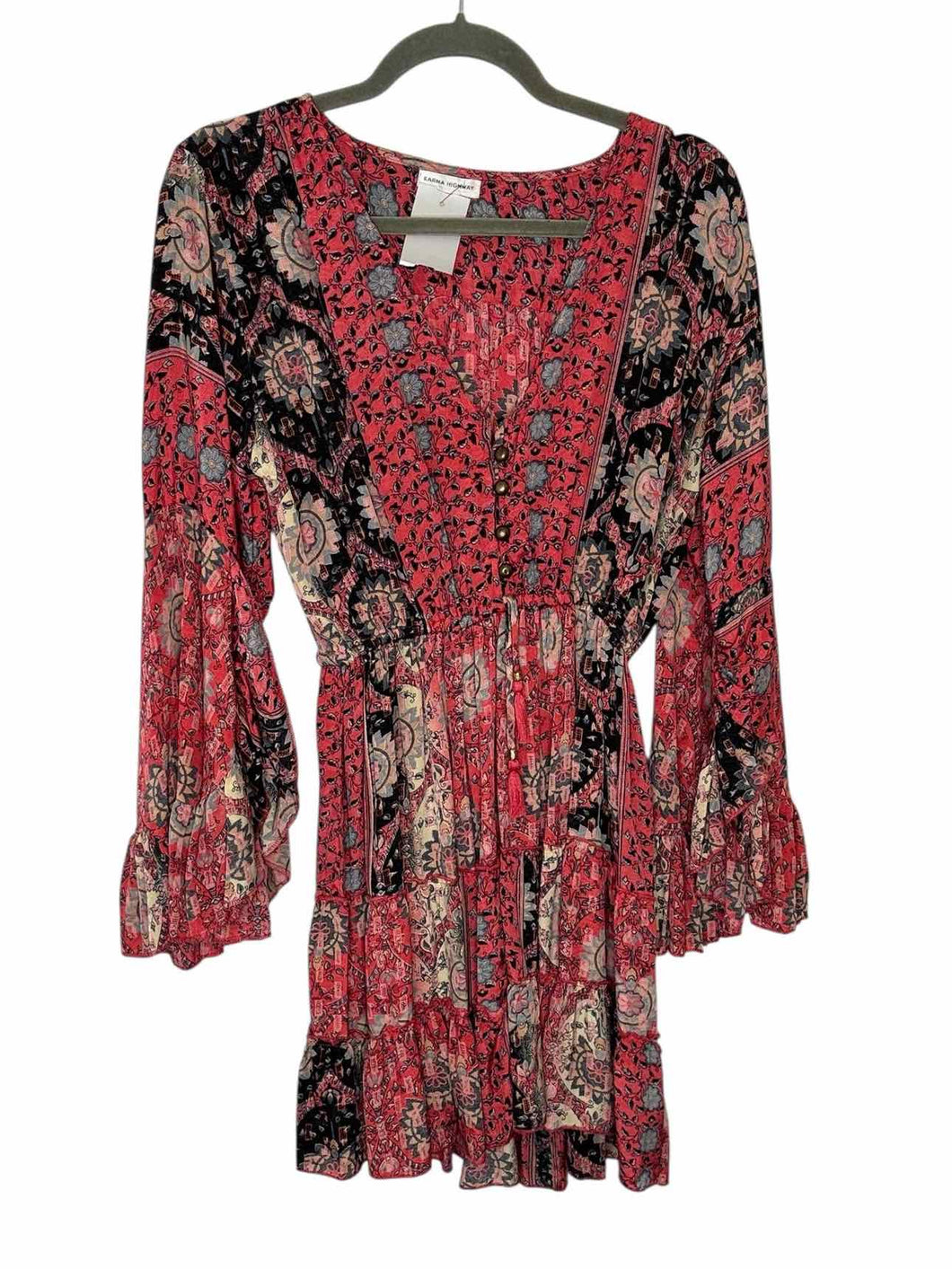 Karma Highway Size One Size Pink Print Pre-Owned Dress- Ladies