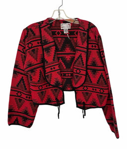 Size X-Large Red Print Pre-Owned Blazer/Indoor Jacket- Ladies