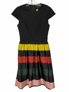 Ted Baker Size Small Black Stripe Pre-Owned Dress- Ladies