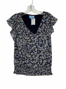 Cece Size Small Navy Floral Pre-Owned Blouse- Ladies