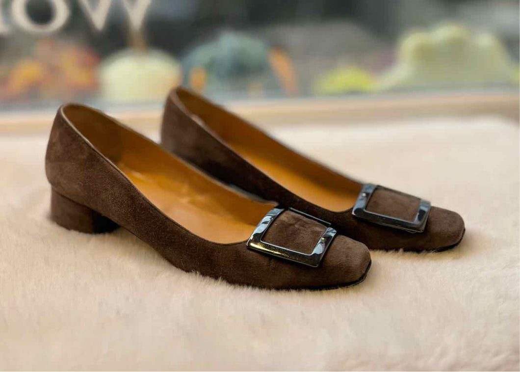 Size 38.5 Brown Heels Pre-Owned Shoes- Ladies