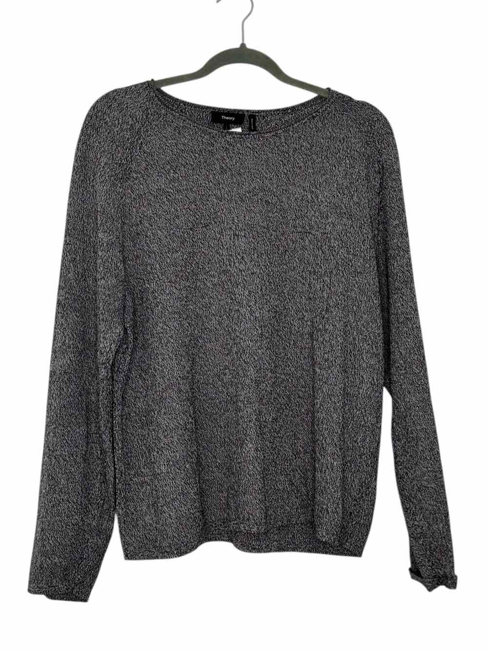 Theory Size Large Black Print Pre-Owned Sweater- Ladies
