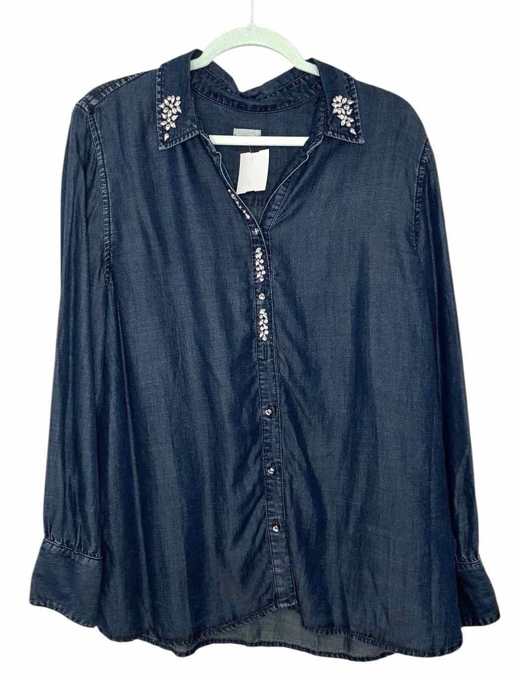 Chicos Size X-Large Chambray Pre-Owned Shirt- Ladies