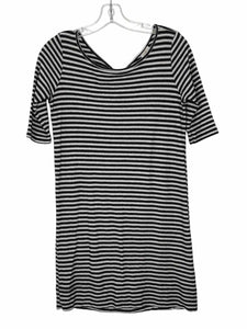 Free People Size X- Small Black Stripe Pre-Owned Dress- Ladies