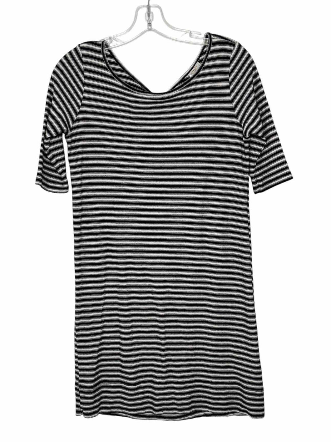 Free People Size X- Small Black Stripe Pre-Owned Dress- Ladies