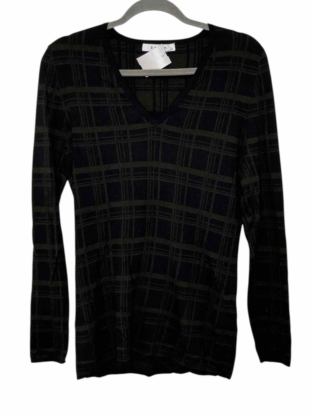 Kokun Size Small Black Plaid Pre-Owned Sweater- Ladies