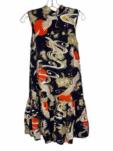 Superdry Size 4 Navy Print Pre-Owned Dress- Ladies