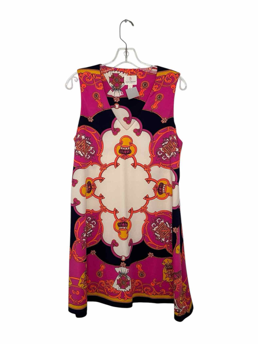 Julie Brown Size Large Pink Print Pre-Owned Dress- Ladies