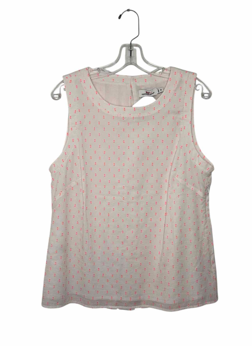 Vineyard Vines Size 10 White Print Pre-Owned Tank Top- Ladies