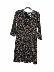 Garnet Hill Size 4 Black Floral Pre-Owned Dress- Ladies