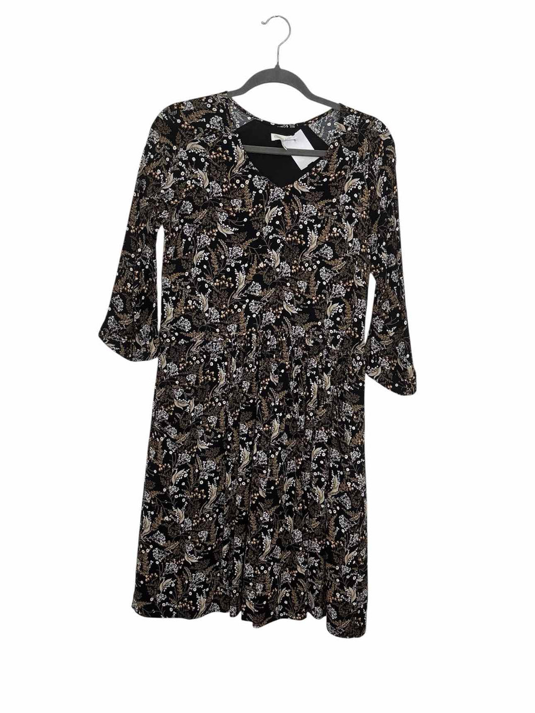 Garnet Hill Size 4 Black Floral Pre-Owned Dress- Ladies