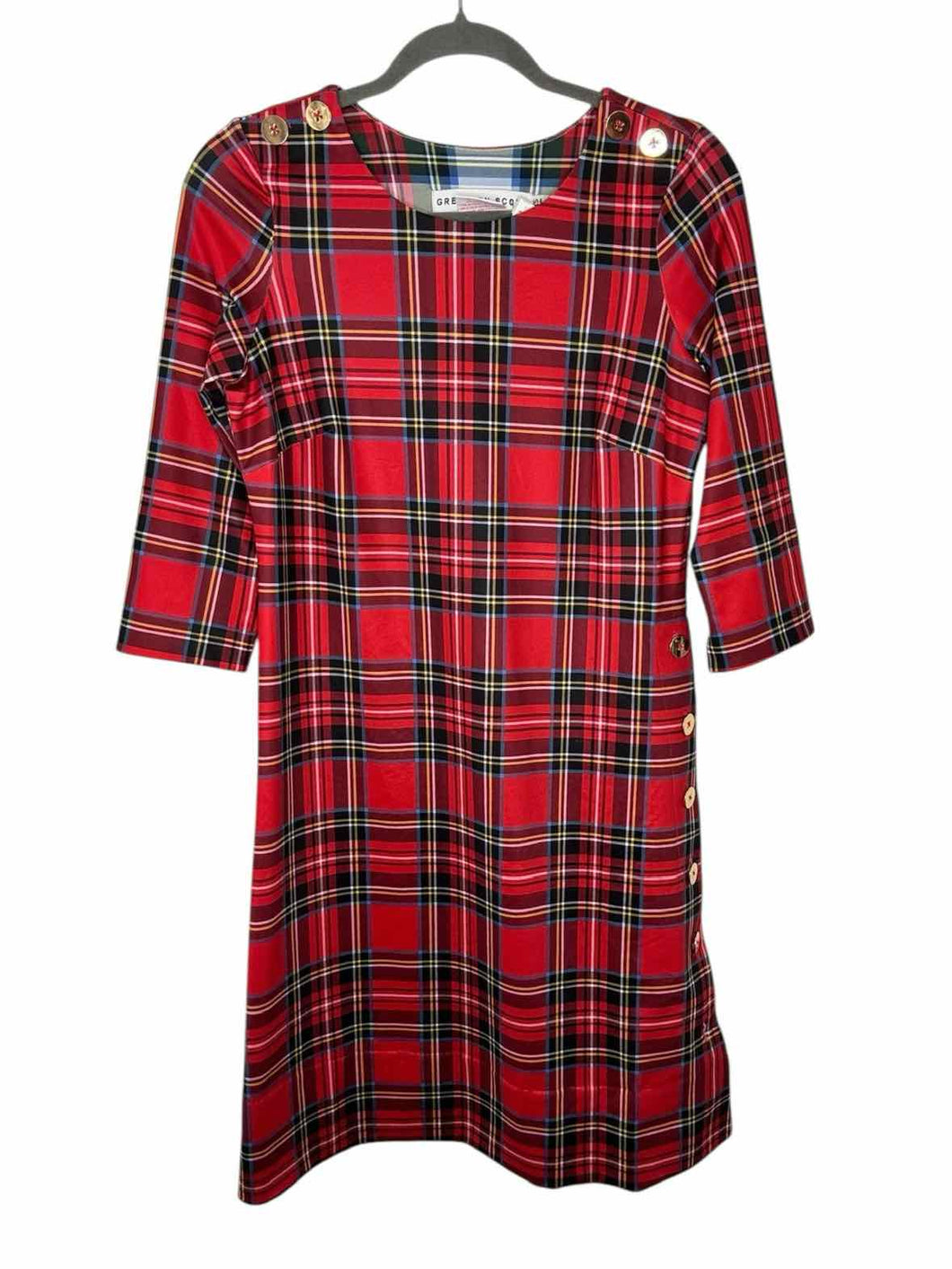 Gretchen Scott Size X- Small Red Plaid Pre-Owned Dress- Ladies