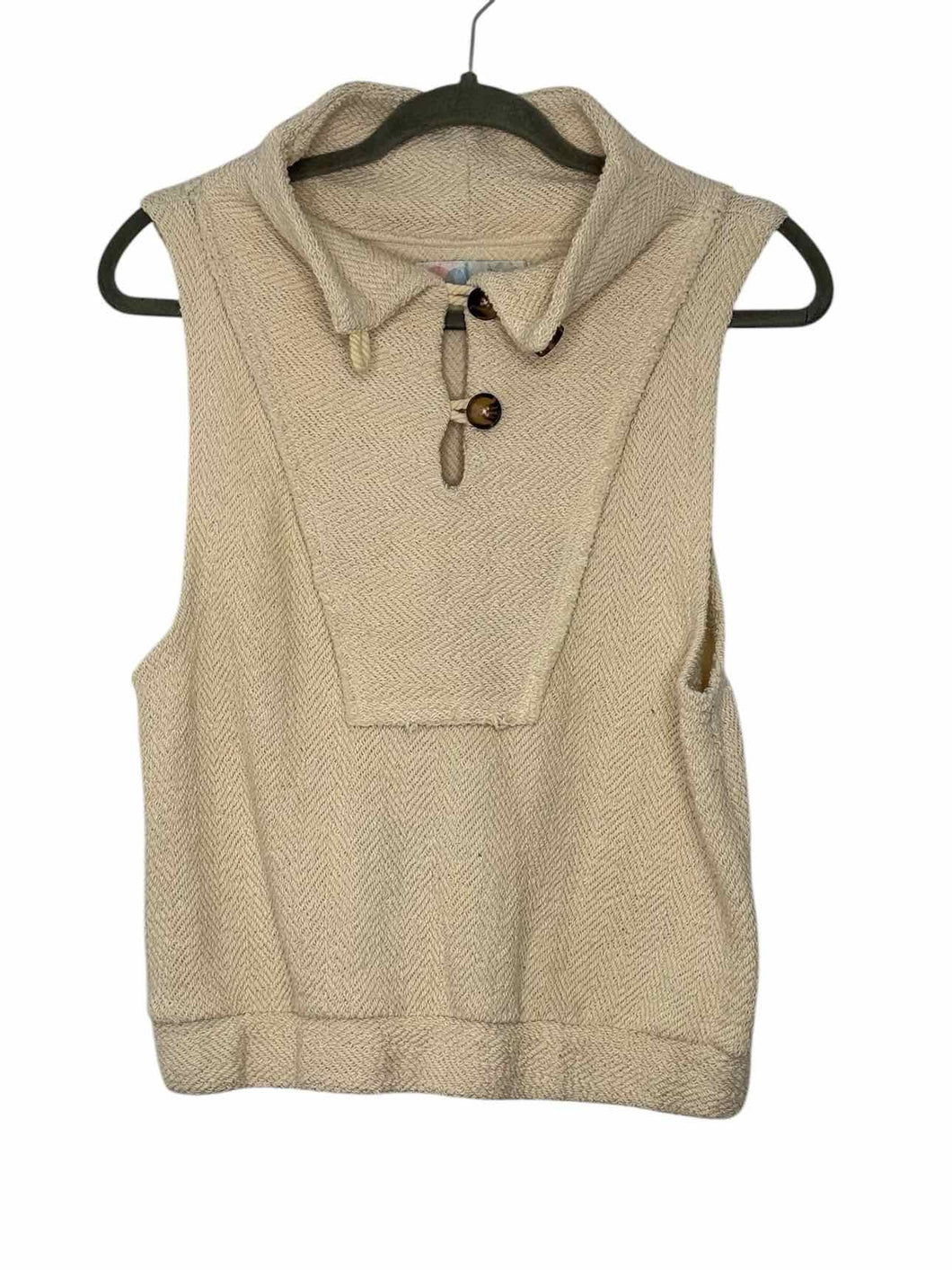 Free People Size Small Oatmeal Pre-Owned Vest- Ladies