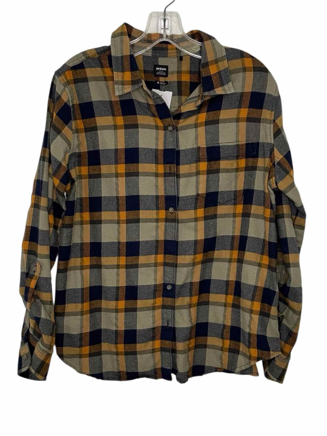 Prana Size Medium Green Plaid Pre-Owned Shirt- Ladies