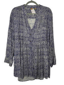 Rock Flower Paper Size X-Large Blue Print Pre-Owned Shirt- Ladies