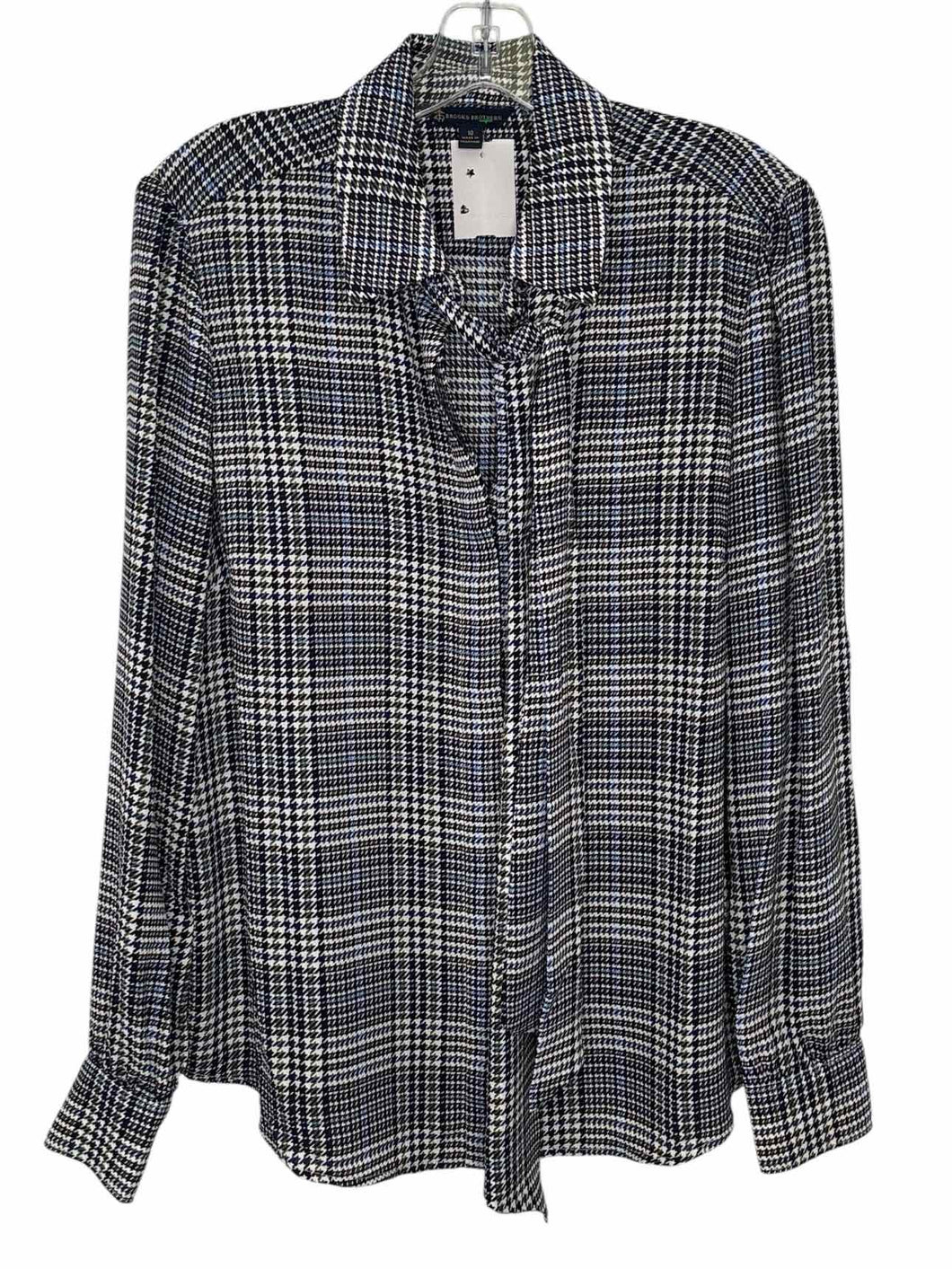 Brooks Brothers Size 10 Navy Print Pre-Owned Blouse- Ladies