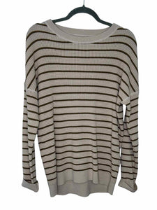 REI Size M Beige Stripe Pre-Owned Sweater- Mens