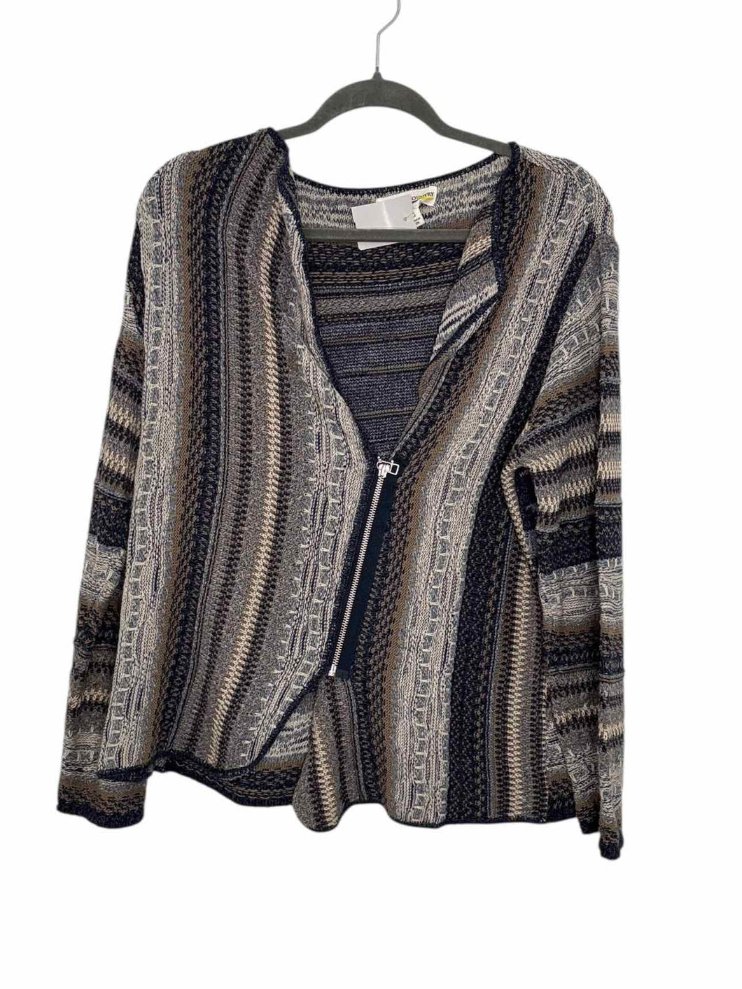 Cotton Country Size Large Navy Print Pre-Owned Sweater- Ladies