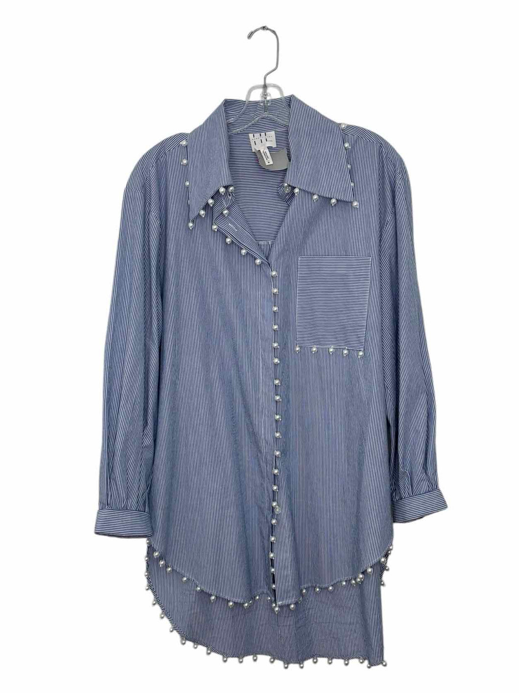Size Medium Blue Stripe Pre-Owned Shirt- Ladies