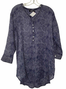Size S/M Blue Print Pre-Owned Blouse- Ladies