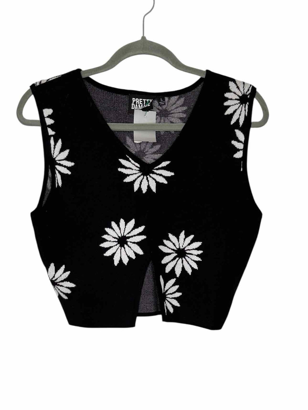 Size Large Black Floral Pre-Owned Vest- Ladies