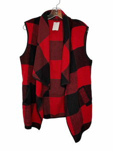 No Brand Label Size X-Large Red Plaid Pre-Owned Vest- Ladies