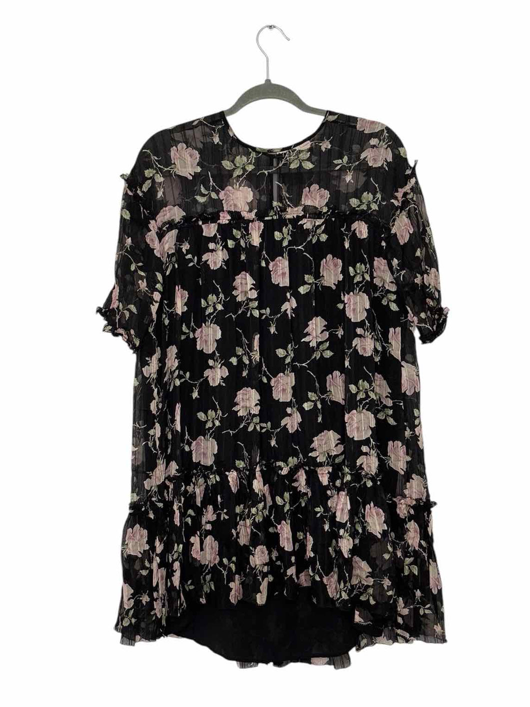 Ulla Johnson Size 2 Black Floral Pre-Owned Dress- Ladies