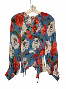 Parker Size Small Blue Floral Pre-Owned Blouse- Ladies