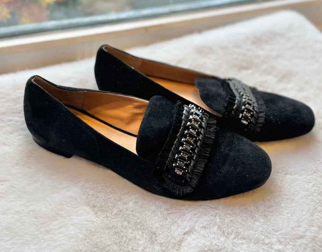 Jack Rogers Size 9 Black Flats Pre-Owned Shoes- Ladies