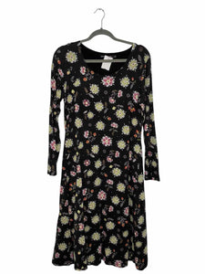 Gudrun Sjoden Size Medium Black Floral Pre-Owned Dress- Ladies