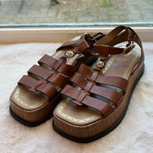 Load image into Gallery viewer, Sam Edelman Size 9.5 Brown Sandal Pre-Owned Shoes- Ladies
