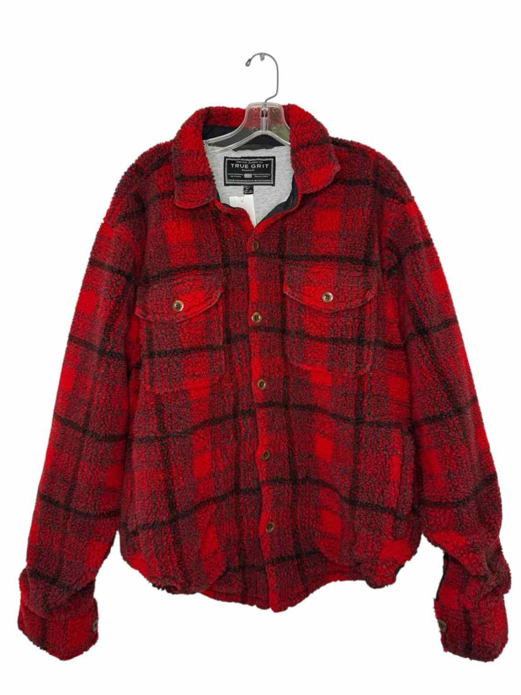 True Grit Size L Red Plaid Pre-Owned Shirt- Mens