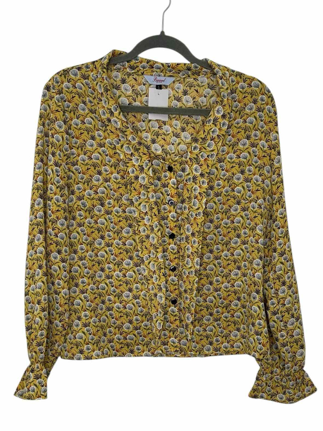 Size Large Yellow Print Pre-Owned Shirt- Ladies